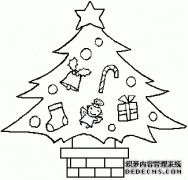圣诞树简笔画：圣诞树上的礼物